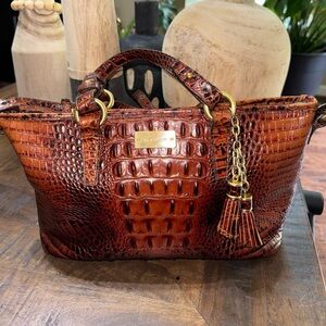 Brahmin Brown Crocodile Embossed Leather Bag